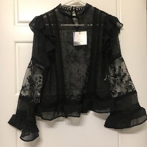 NWT Black Mesh Top